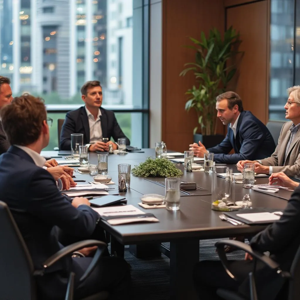 Reunión con clientes corporativos